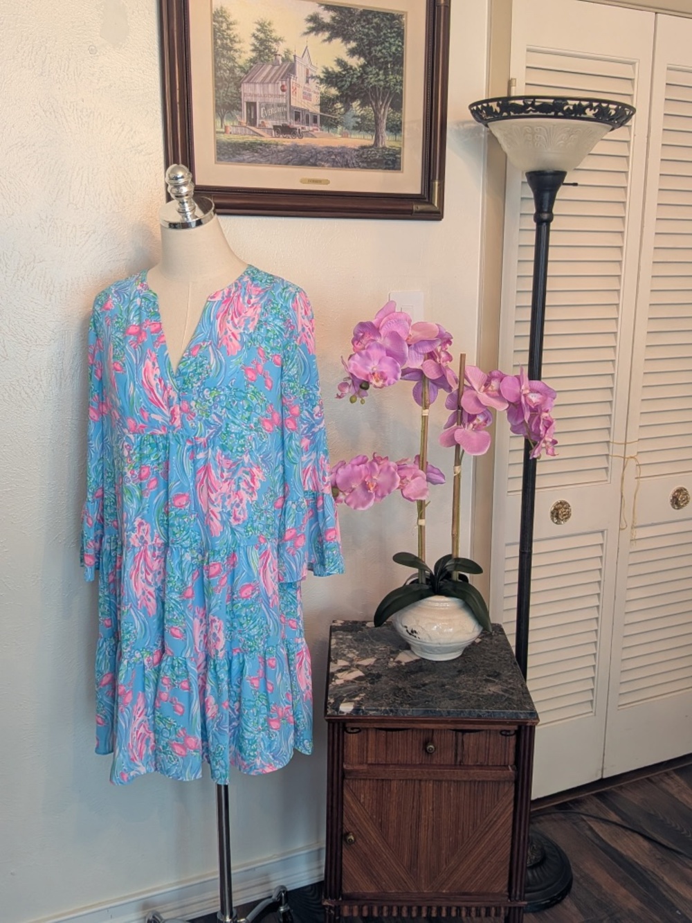 Lilly Pulitzer Gabriel Dress 6 Amalfi Blue Best Fishes Tiered